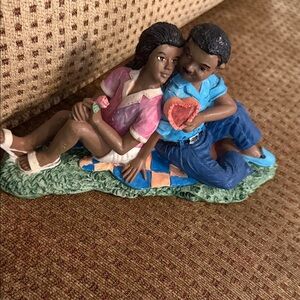 Young’s Romantic Couple Figurine with Pink and Blue Accents